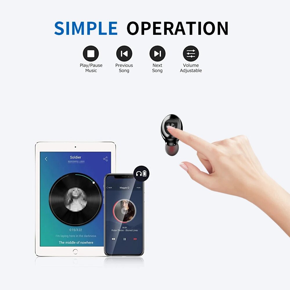 XG8 Digital Bt 5.2 TWS Headset tws Sports Headset Touch Mini Wireless Bluetooth Headset Noise Reduction Earbuds