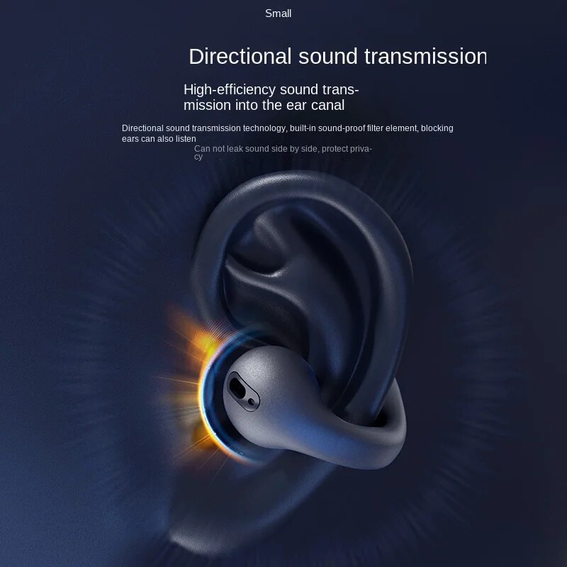 True Bone Conduction Bt Earphones Ear Clip Earring Wireless Headphones with Mic Calling Touch Control Sports Headsets
