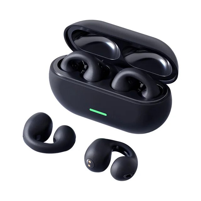 True Bone Conduction Bt Earphones Ear Clip Earring Wireless Headphones with Mic Calling Touch Control Sports Headsets